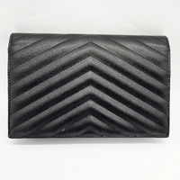 Saint Laurent YSL Cassandre Envelope Black Chain Wallet Leather + COA