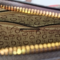 GUESS Anessa Cocoa Barrel Bag Crossbody Logo Print With Strap Tags