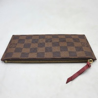 Louis Vuitton Damier Ebene Zipper Pouch Brown Checkered Red Interior
