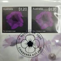 2024 Remembrance Day Animals in War $2 Coloured UNC Coin & Stamp Cover PNC