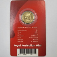 2022 $2 Red Poppy Remembrance Day C Mintmark Coloured UNC Coin Royal Australian Mint