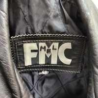 Vintage FMC Heavy Leather Biker Jacket Mens 48 Black Double Rider Moto