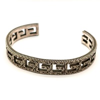 Gucci Square G Cuff Bracelet Aged Sterling Silver AG925 Italy with Box Papers
