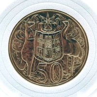 1966 Australian 50 Cent Round Silver Coin 80% Silver in Clear Protective Capsule
