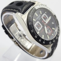 Tissot PRS 516 Men's Quartz Chronograph Watch Black Dial Leather Strap