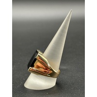 Mens 9ct Yellow Gold Black Onyx Ring