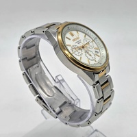 Seiko Chronograph 100M Mens Two Tone Watch White Dial Quartz 6T63-00F0