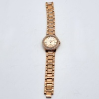 Elite 5081077 Ladies Watch Rose Gold Tone Crystal Bezel Dial Tin Box