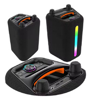 Portable Karaoke BT Speakers with Mic HIFI Subwoofer LED Light PA Speaker Black