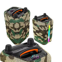 Portable Karaoke BT Speakers with Mic HIFI Subwoofer LED Light PA Speaker Camo