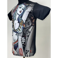 Queen of Hearts T-Shirt Hip Hop Urban Fashion Street Wear Black Size: M/L/XL/2XL [Size: M - 40in/102cm Chest]