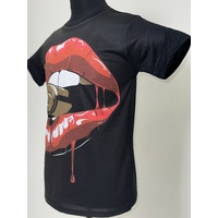 Bite the Bullet Hot Lips T-Shirt Black [Size: M - 40in/102cm Chest]