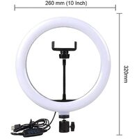 Ring Fill Light 10 inch 3 Settings High Low Brightness Tripod for Tattoo Artists