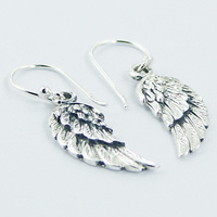 Realistic Antiqued Sterling Silver Wing Dangle Earrings 2.85 Grams NEW