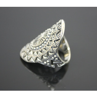 Art Nouveau Oval Ajoure Antiqued Sterling Silver Ring 7.3 Grams [Size: 7/54]