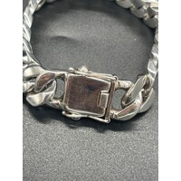 Mens 925 Sterling Silver Curb Link Chunky Bracelet (NEW)