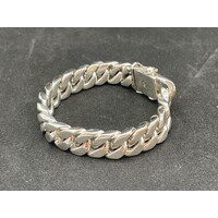 Mens 925 Sterling Silver 100g Chunky Curb Link Bracelet (New)