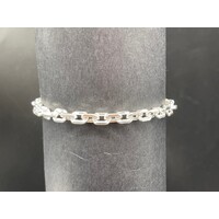 Ladies 925 Sterling Silver Fancy Link Longer Bracelet NEW