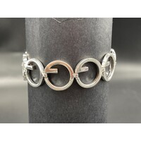 Ladies 925 Sterling Silver Fancy G Link Bracelet NEW