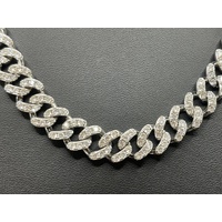 Unisex 925 Sterling Silver Iced Cuban Link Necklace (NEW)