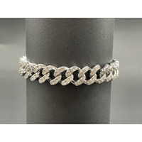 Unisex 925 Sterling Silver Iced Cuban Link Bracelet (NEW)