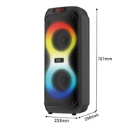 DJ Powered Karaoke Party Bluetooth Super Bass Dual 8 Inch 60W Speaker RGB Light