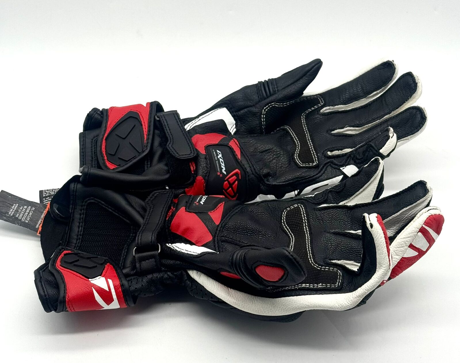 Ixon RS Circuit-R Gloves M Leather Racing Motorcycle Black White Red
