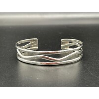 Unisex Sterling Silver 925 Swirl Cuff Bangle (Brand New)