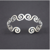 Ladies Solid Sterling Silver 925 Wavy Spiral Bangle Bracelet 18cm 20.5 Grams