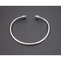Ladies Solid Sterling Silver 925 Heart Bangle Bracelet 17.5cm 11.5 Grams