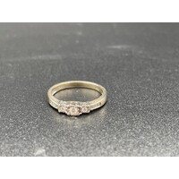 Ladies Solid 10ct White Gold Diamond Ring Fine Jewellery 2.9 Grams Size UK P
