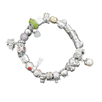 Ladies Pandora 925 ALE Charm Bracelet 26 Charms with 14K Gold Clasp Size: 20cm