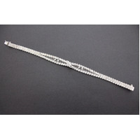 Ladies 18K Solid White Gold Bracelet with Cubic Zirconia 19.1g Fine Jewellery