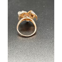 Ladies 14ct Rose Gold Diamond Flower Ring (Pre-Owned)