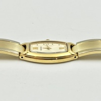 Seiko Ladies Gold Tone Quartz Watch 1N00-0FR0 Rectangular Ivory Dial