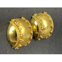 Ladies 14ct Yellow Gold Semi Ball Stud  Earrings (Pre-Owned)