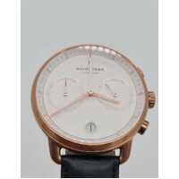 Nordgreen Copenhagen Pioneer 40mm Rose Gold Chronograph Watch with Leather Band