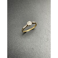 Ladies Solid 18ct Yellow Gold Diamond Ring Fine Jewellery Size UK P