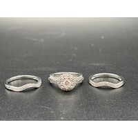 Ladies Solid 14ct White Gold Diamond Fine Jewellery Ring Set 4.7 Grams Size UK O