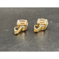 Unisex 9ct Yellow Gold CZ Clip On Stud Earrings (Pre-Owned)