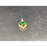 Ladies Solid 9ct 2.2 Grams Yellow Gold Green Gemstone Pendant Fine Jewellery 