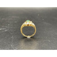 Ladies 18ct Yellow Gold Green Colour Gemstone Diamond Ring Fine Jewellery