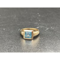 Ladies 9ct Yellow Gold Blue Gemstone Ring Fine Jewellery 4.0 Grams Size UK O