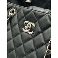 Chanel Classic CC Shopping Tote Quilted Calfskin Large Handbag Black A91046 