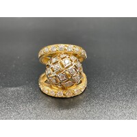 Ladies Solid 18ct Yellow Gold CZ Ring Fine Jewellery 11.8 Grams Size UK O
