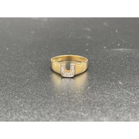 Ladies Solid 9ct Yellow Gold Letter U Ring Fine Jewellery 2.9 Grams Size UK O