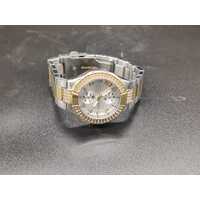 Guess Waterpro Pave Silver Gold Two Tone Womens Stainless Steel Analog Watch 