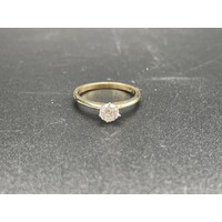 Ladies 9ct Yellow Gold Diamond Brillant Cut Engagement Ring (Pre-Owned)