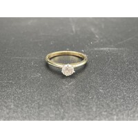 Ladies 9ct Yellow Gold Diamond Brillant Cut Engagement Ring (Pre-Owned)