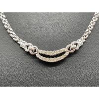 Ladies 14ct White Gold Fancy Link Diamond Necklace (Pre-Owned)